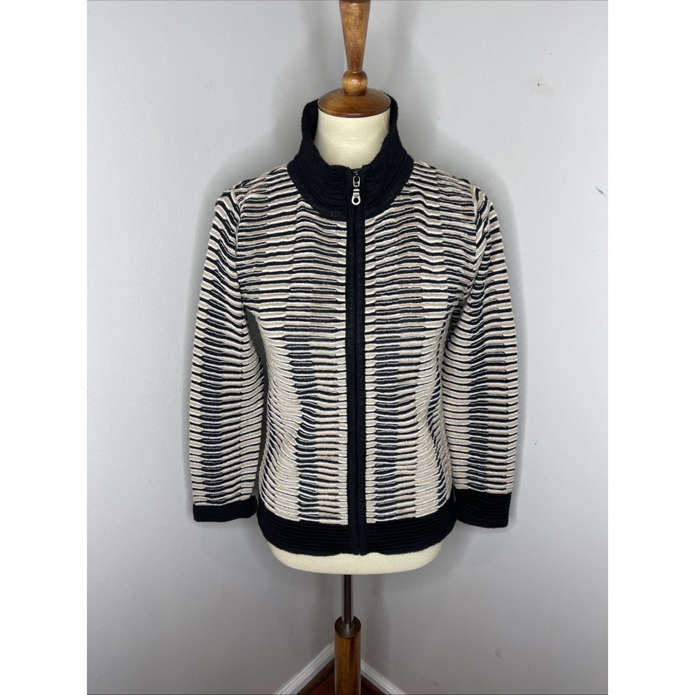 Millma's 100% Alpaca Multicolor Ribbed Full Zip Cardigan Sweater Small‎ S